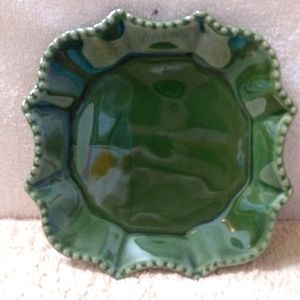 California Pantry Classic Ceramics 5.5" Scalloped Beaded Edge Green Plate